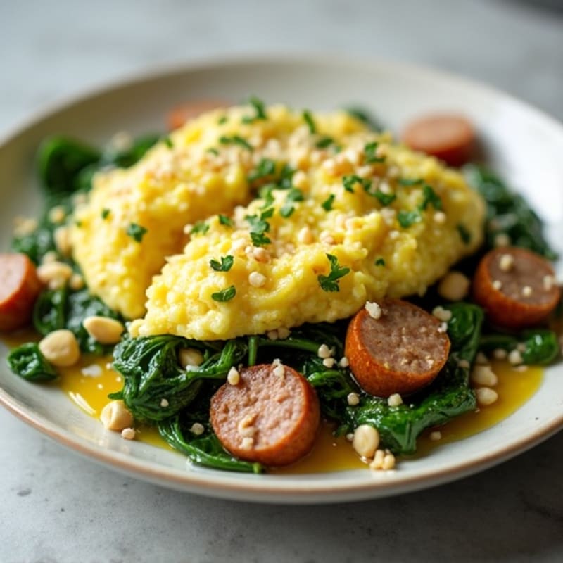 Egg White and Turkey Sausage Scramble with Spinach