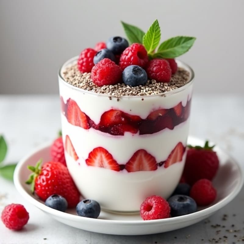 Greek Yogurt Protein Parfait with Berries and Chia Seeds