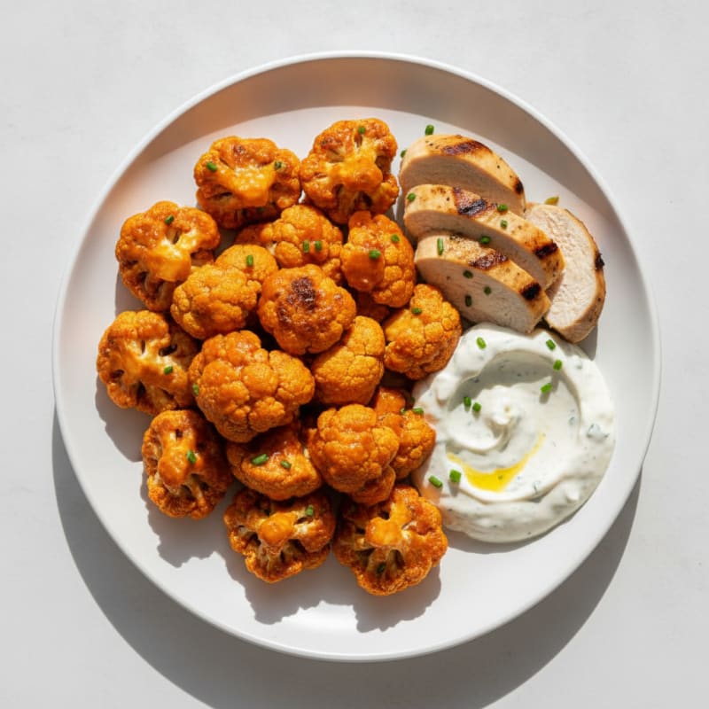 Buffalo Cauliflower Bites with Ranch Dip