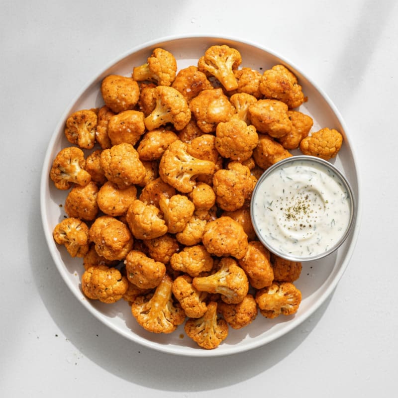 Buffalo Roasted Cauliflower and Chicken Bites