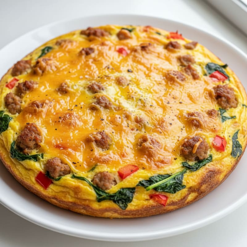 Golden Cheesy Egg and Sausage Bake