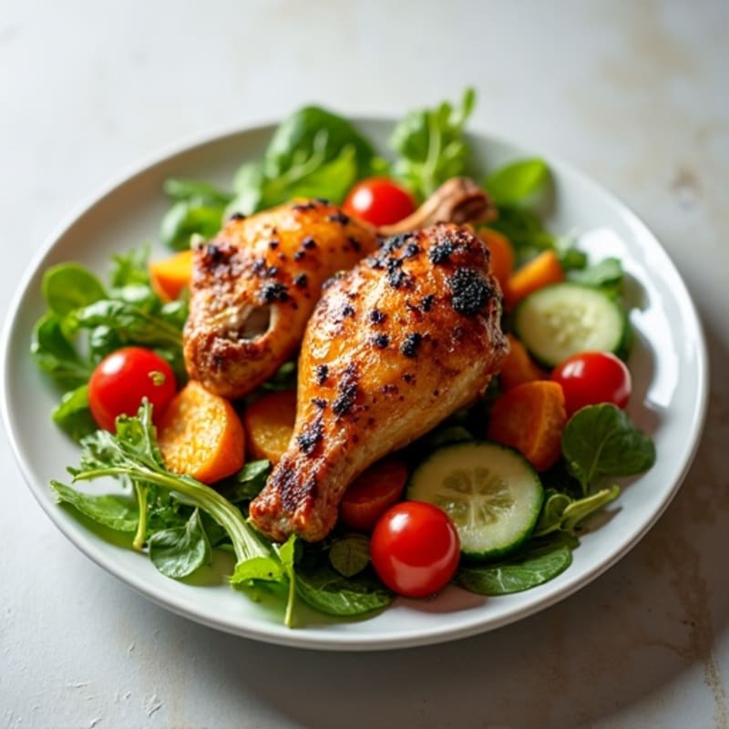 Grilled Chicken Wing Salad with Roasted Sweet Potato