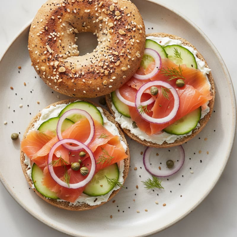 Smoked Salmon Everything Bagel Sandwich