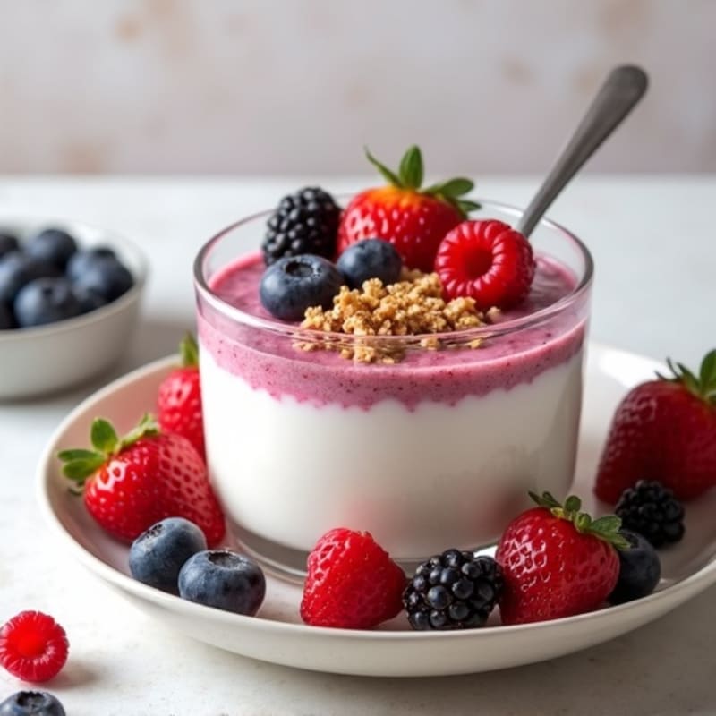Silky Greek Yogurt Protein Pudding with Mixed Berries