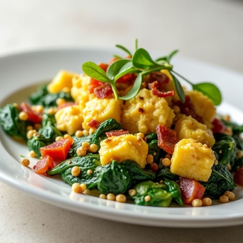 Cottage Cheese Scramble with Spinach and Turkey Bacon