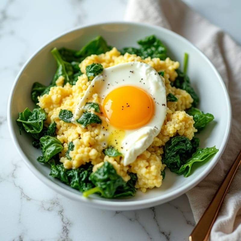 Egg White Spinach Scramble with Cottage Cheese