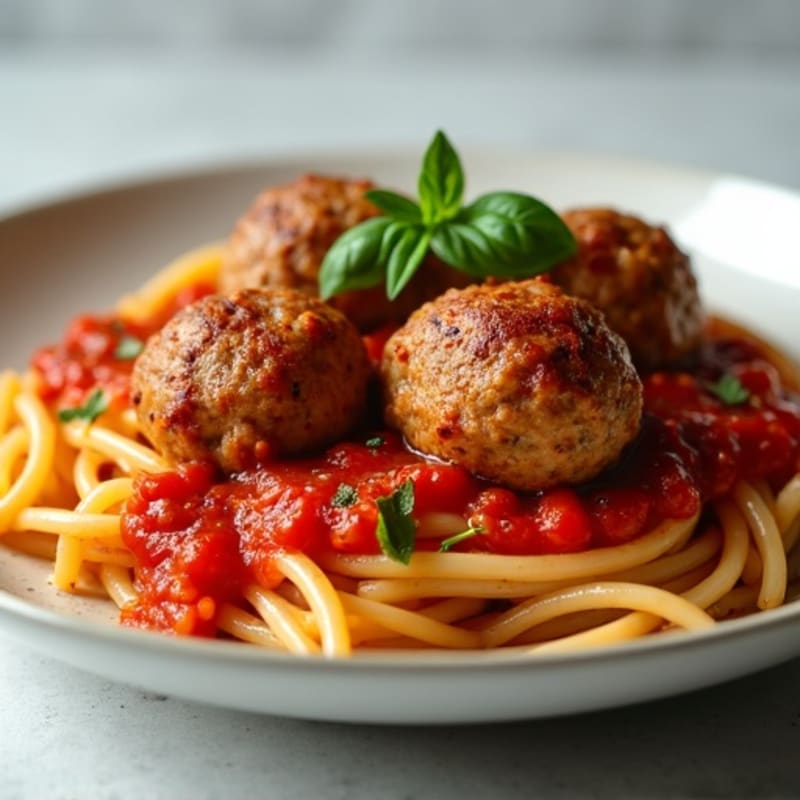 Juicy Lean Turkey Meatballs with Fresh Marinara and Whole Wheat Pasta