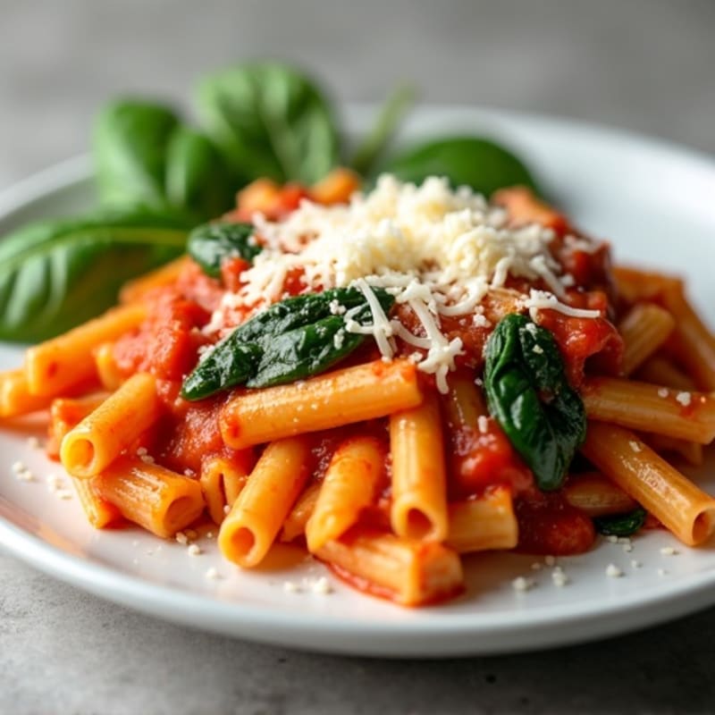 Lean Ground Turkey Baked Ziti with Spinach
