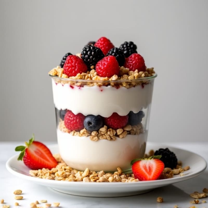 Creamy Greek Yogurt Parfait with Mixed Berries and Pumpkin Seeds