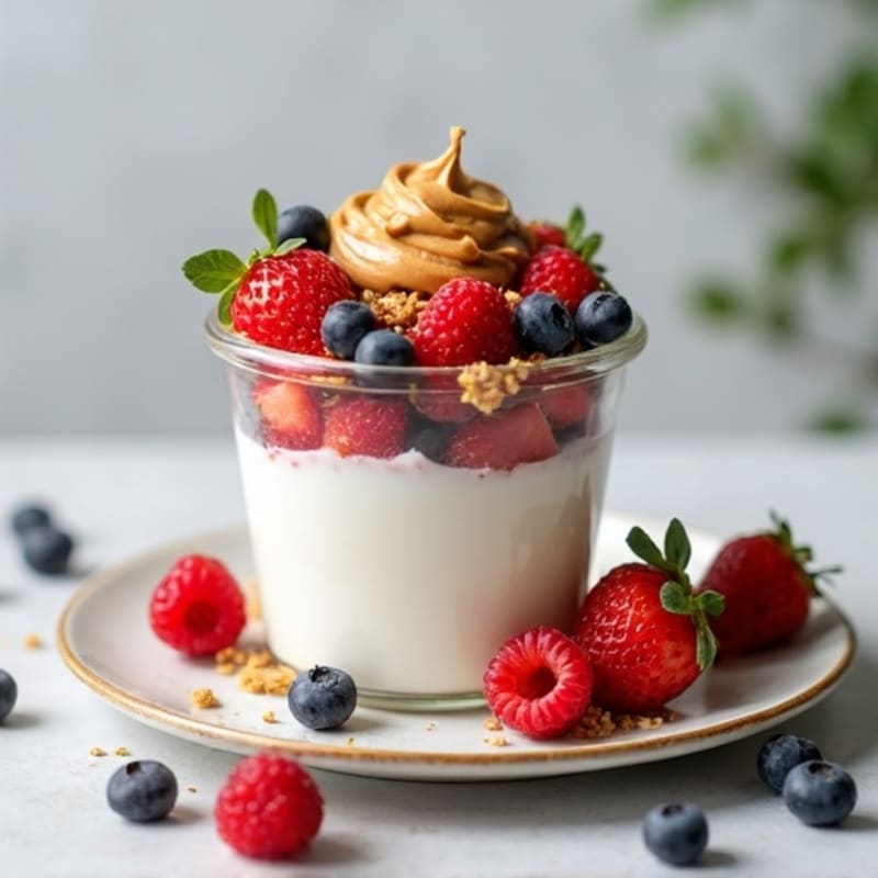 Creamy Greek Yogurt Parfait with Mixed Berries and Almond Butter
