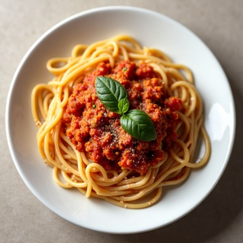Hearty Lean Ground Turkey Bolognese with Whole Wheat Spaghetti