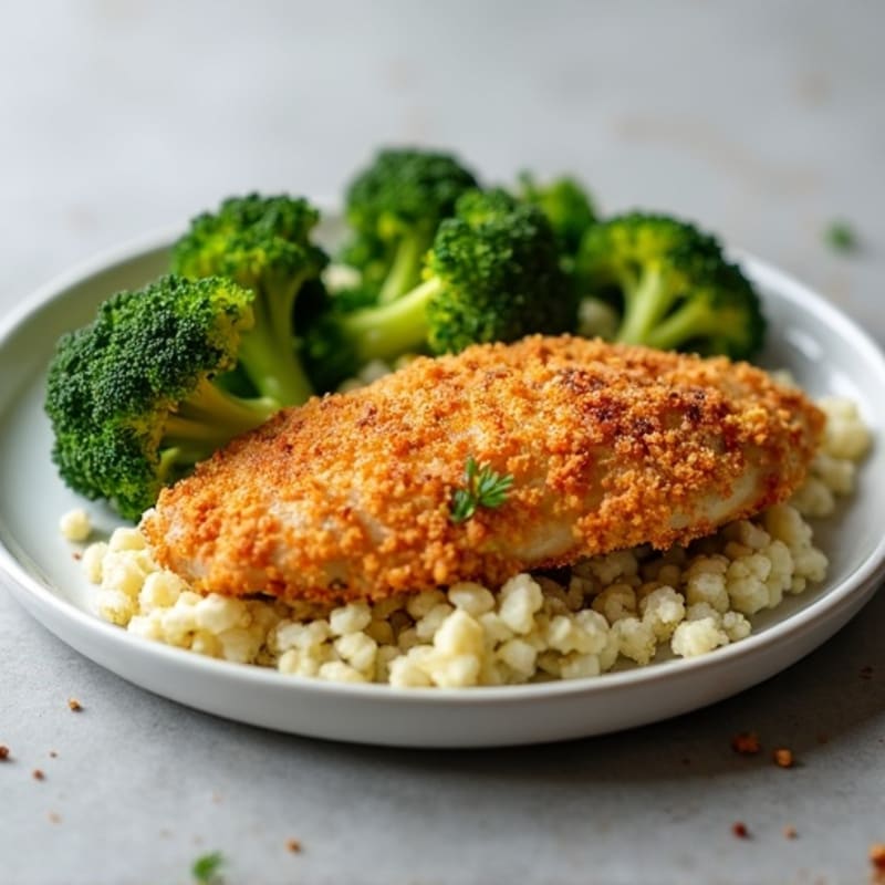 Crispy Buttermilk Baked Chicken with Garlic Roasted Broccoli