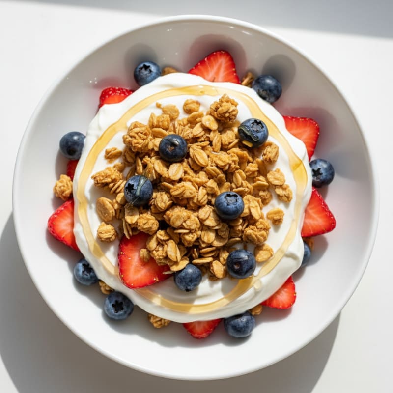 Creamy Greek Yogurt Parfait with Fresh Berries and Almond Granola