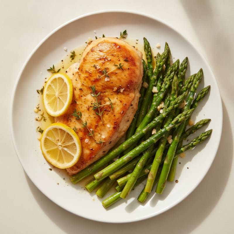 Lemon Herb Roasted Chicken with Asparagus
