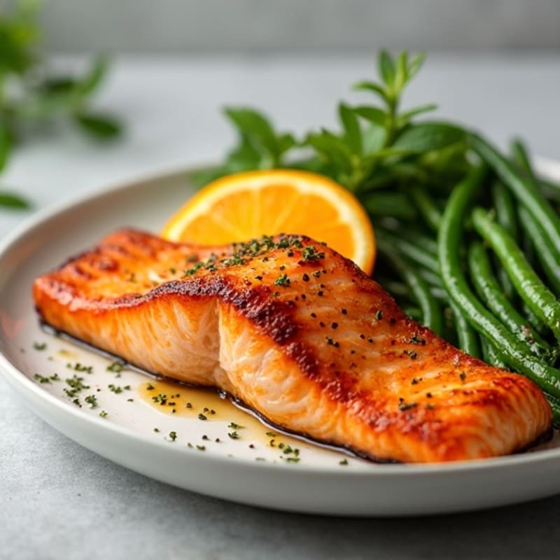 Crispy Orange-Glazed Salmon with Roasted Green Beans