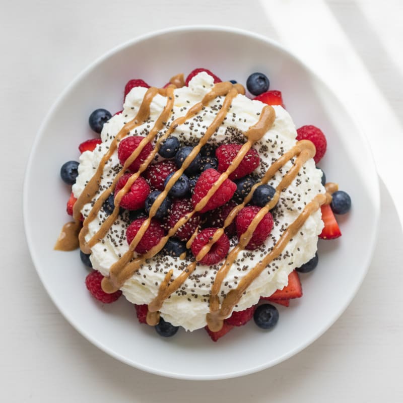 Greek Yogurt Protein Parfait with Mixed Berries and Almond Butter