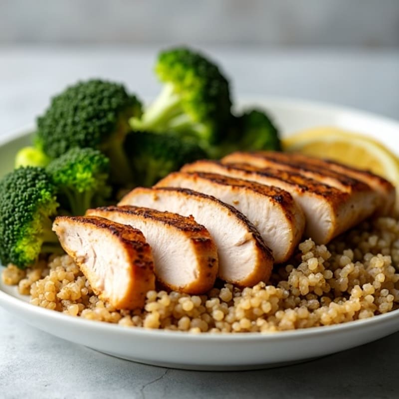 Grilled Turkey Breast with Quinoa and Roasted Broccoli