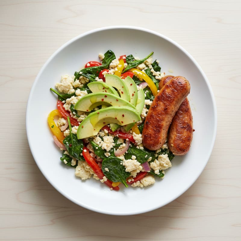 Egg White Veggie Scramble with Turkey Sausage
