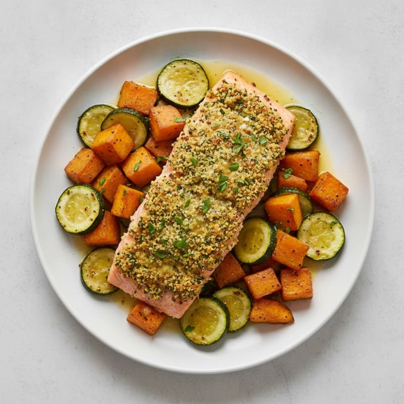 Herb-Crusted Salmon with Roasted Vegetables