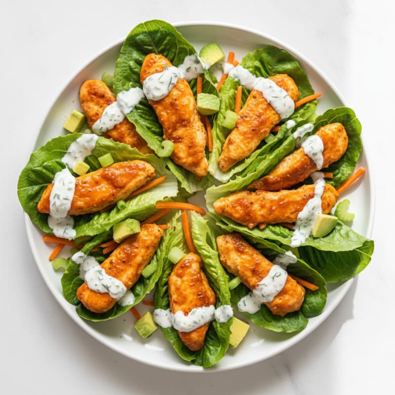 Buffalo Ranch Chicken Lettuce Wraps