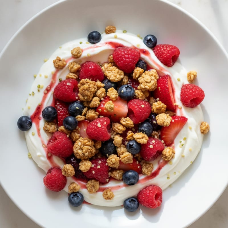 Greek Yogurt Protein Parfait with Mixed Berries