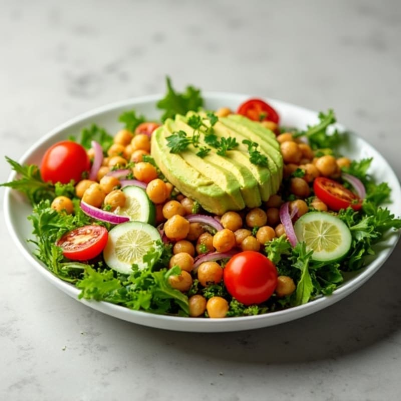 Crispy Chickpea and Creamy Avocado Salad with Zesty Lime Dressing