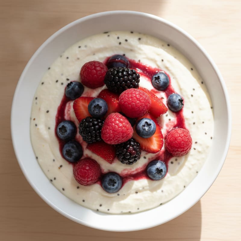 Silky Greek Yogurt Protein Mousse with Mixed Berries
