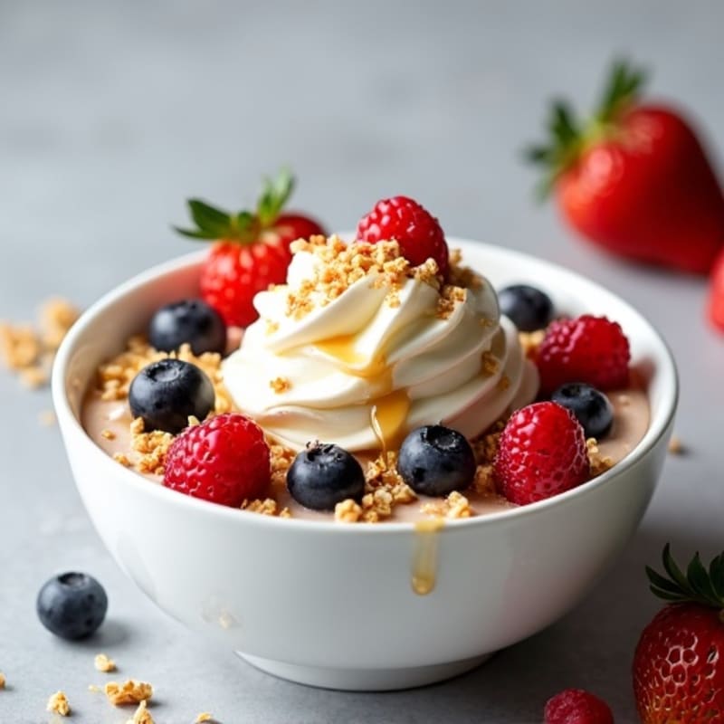 Creamy Greek Yogurt Bowl with Protein Powder and Mixed Berries