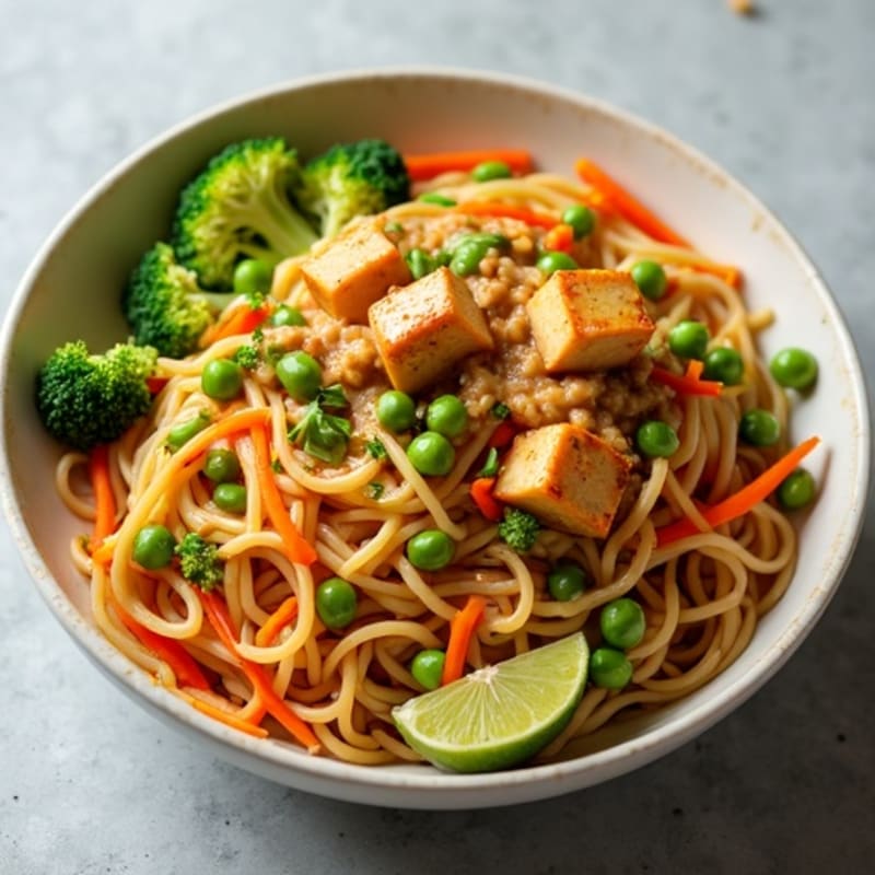 Creamy Thai Peanut Noodles with Crispy Vegetables