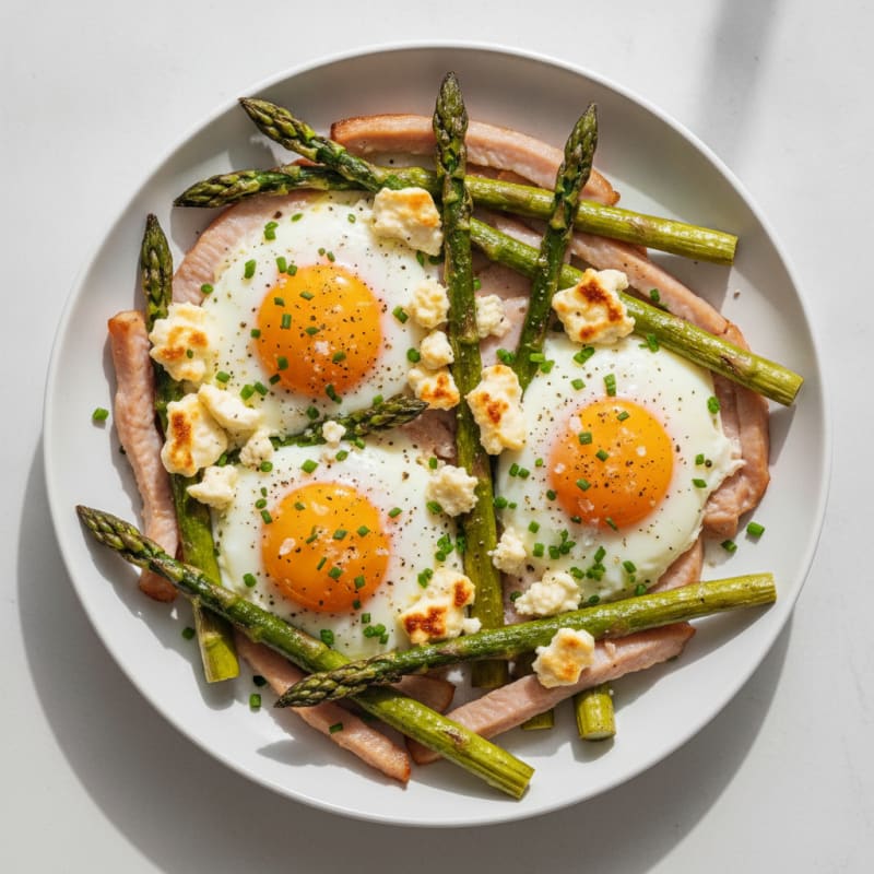 Baked Eggs with Roasted Asparagus