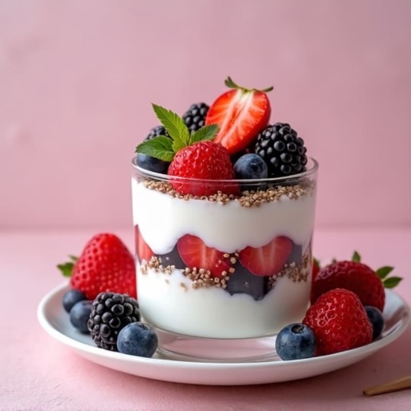 Greek Yogurt Protein Parfait with Mixed Berries