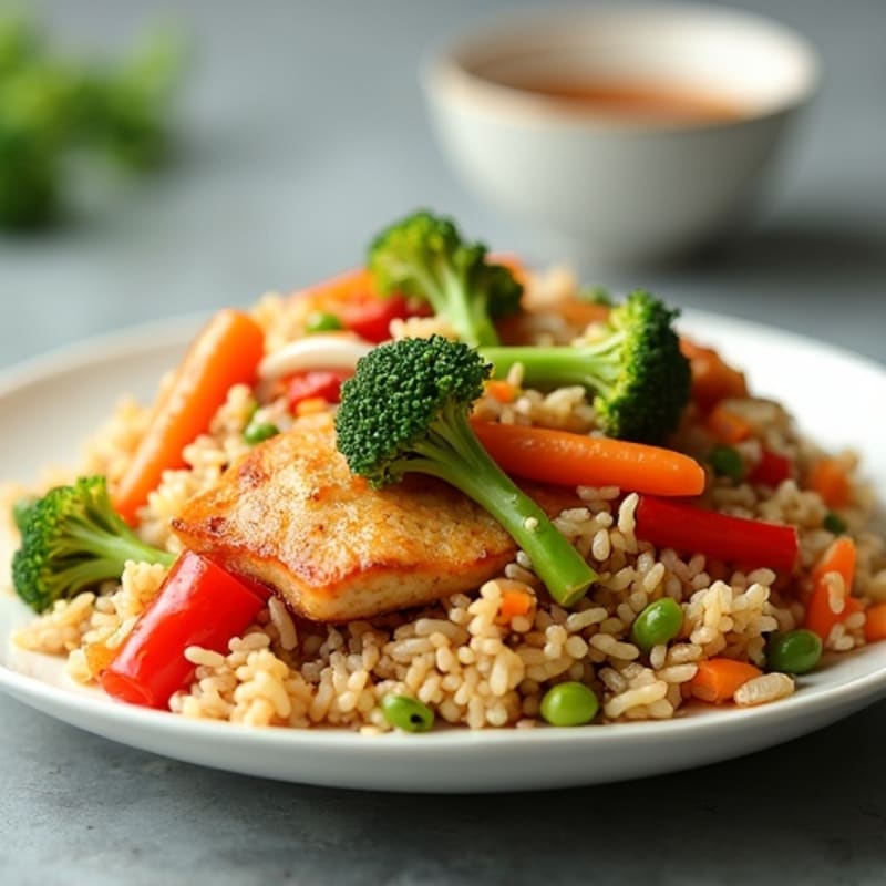 Chicken Stir-Fried Rice with Crispy Vegetables