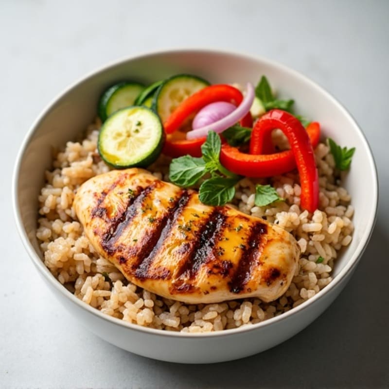 Grilled Chicken and Vegetable Rice Bowl