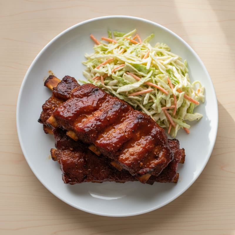 Smoked BBQ Pork Ribs with Coleslaw