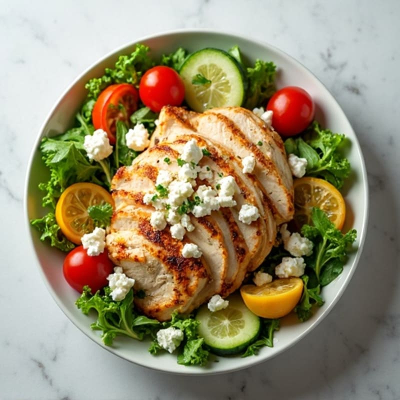 Grilled Chicken and Feta Salad with Fresh Vegetables