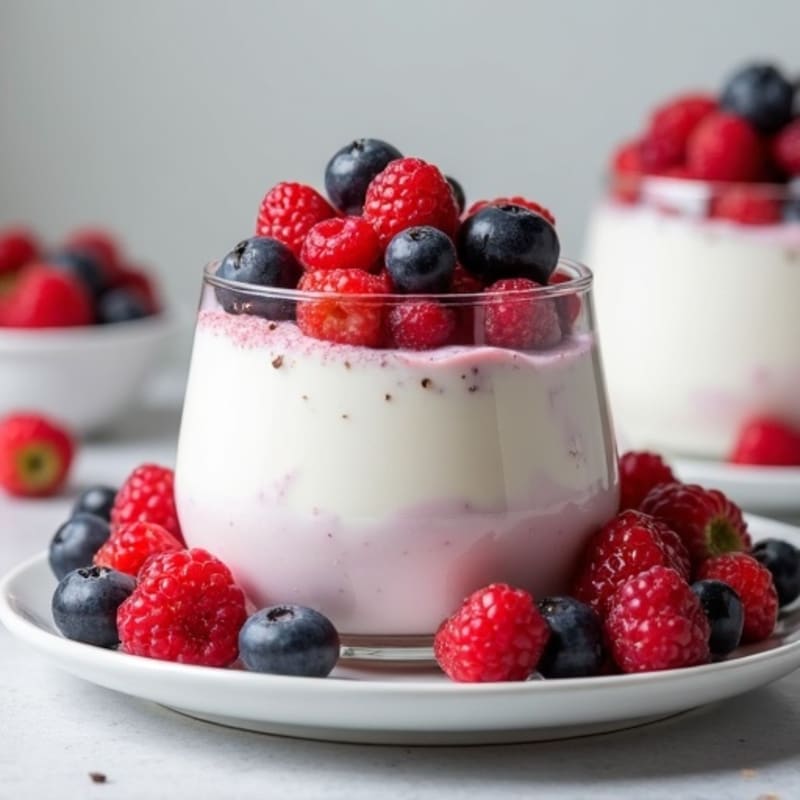 Greek Yogurt Protein Mousse with Mixed Berries