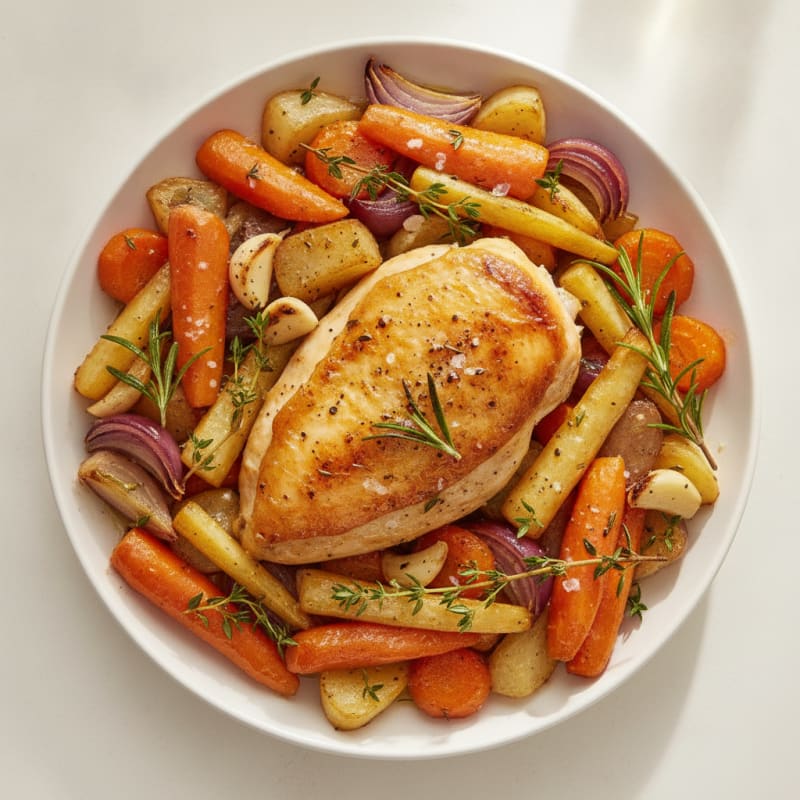 Garlic Herb Roasted Chicken with Root Vegetables