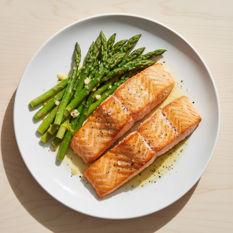 Golden Pan-Seared Salmon with Zesty Asparagus