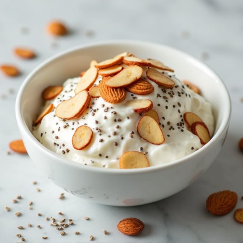 Greek Yogurt with Sliced Almonds and Chia Seeds