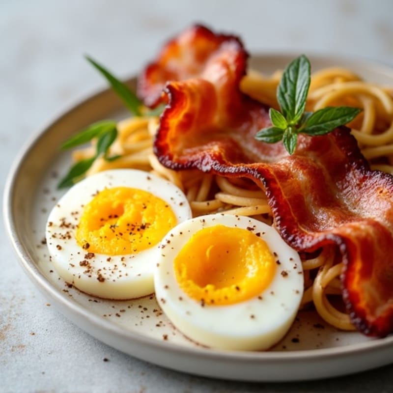Crispy Turkey Bacon with Hard-Boiled Eggs