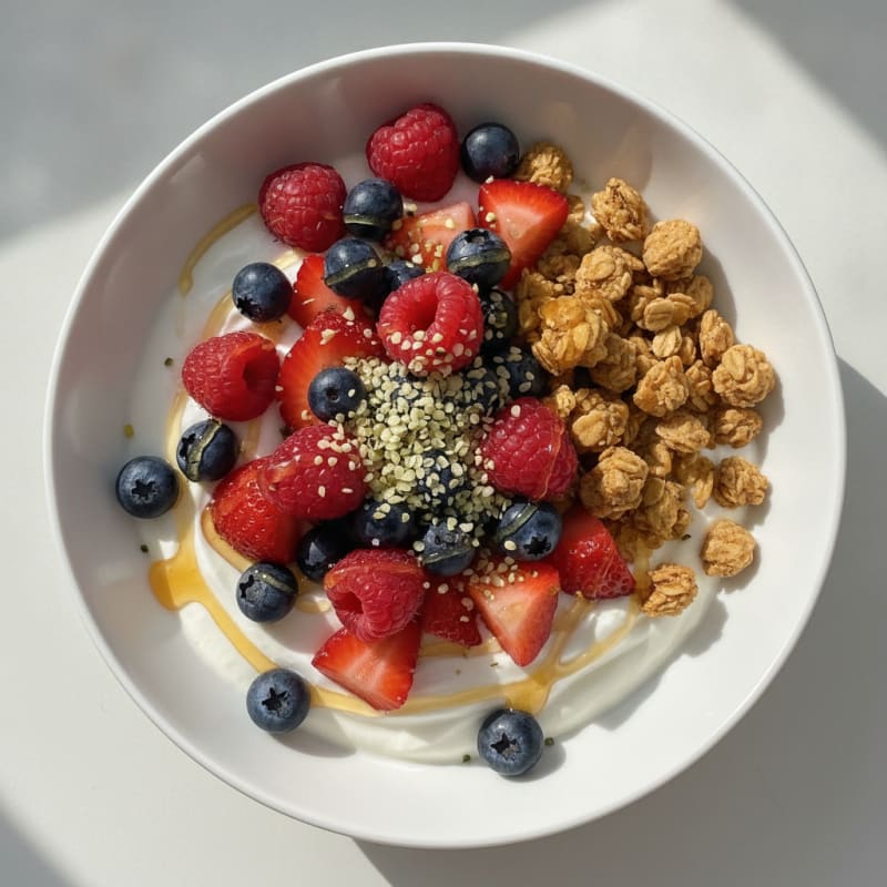Greek Yogurt Bowl with Protein Granola and Fresh Berries