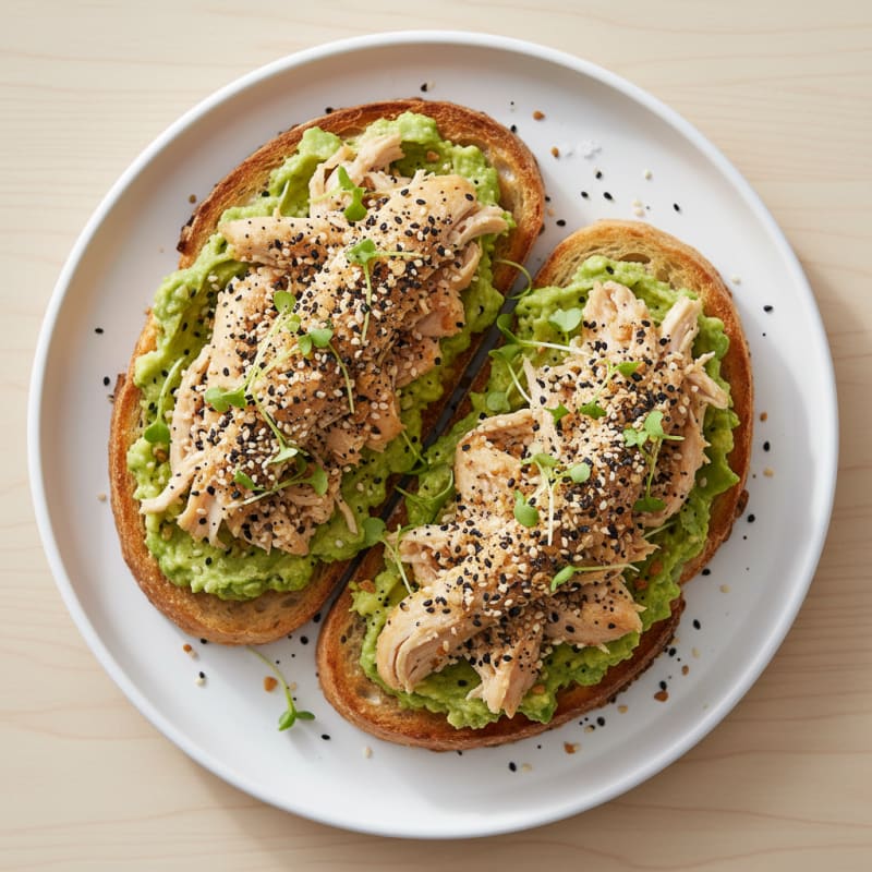 Chicken Avocado Toast with Everything Seasoning