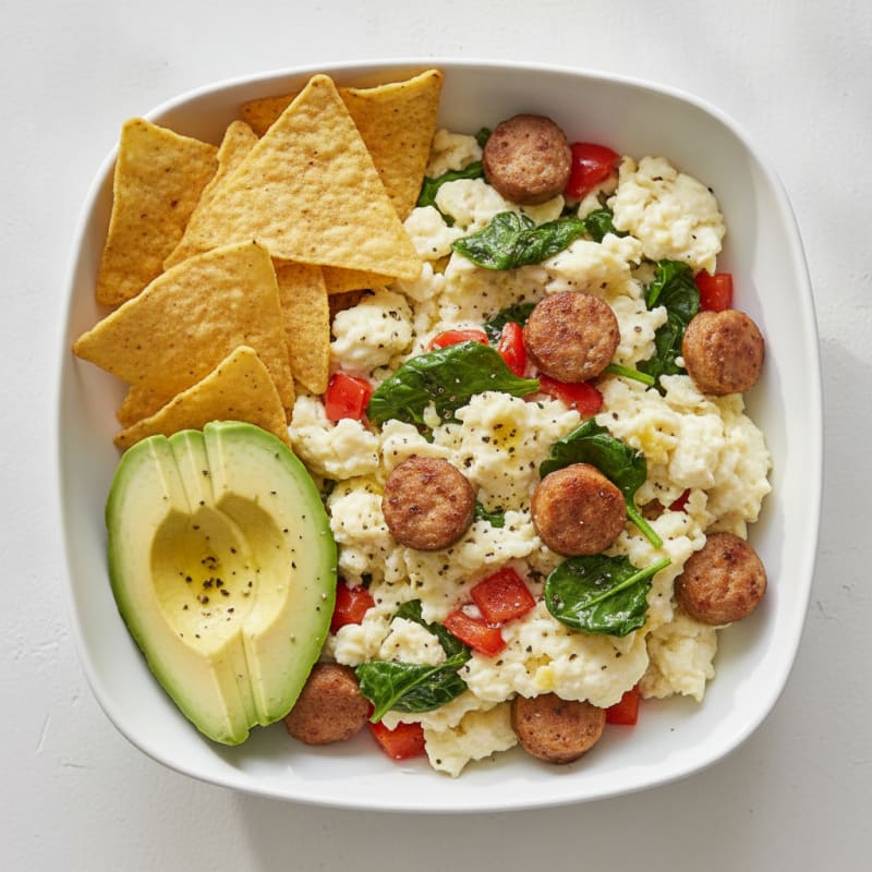 Egg White Veggie Scramble with Turkey Sausage