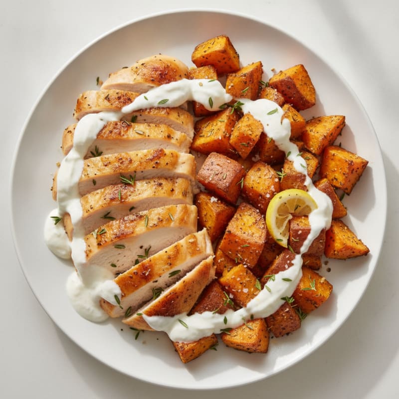 Herb-Roasted Chicken with Sweet Potatoes