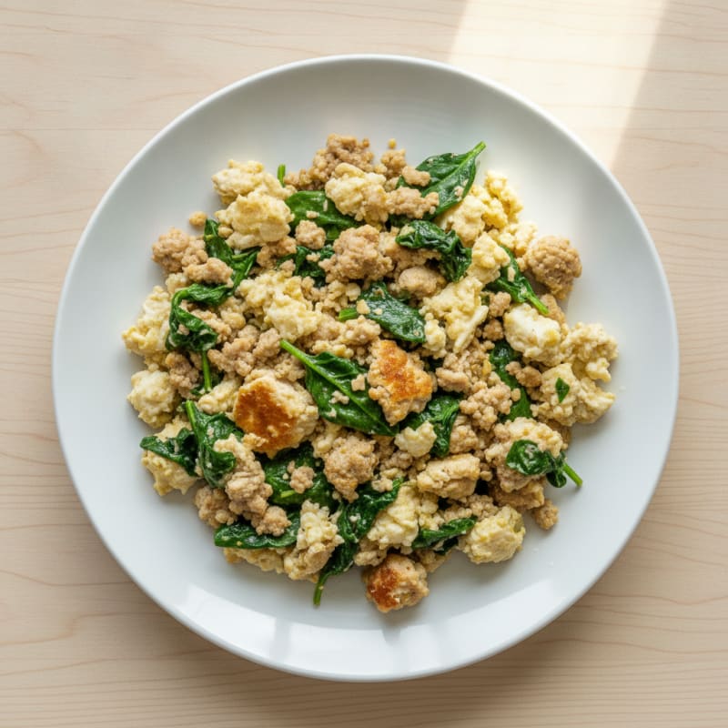 Egg White and Turkey Spinach Scramble