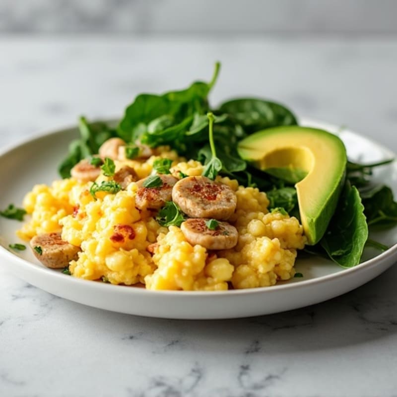 Egg White and Turkey Sausage Scramble with Spinach