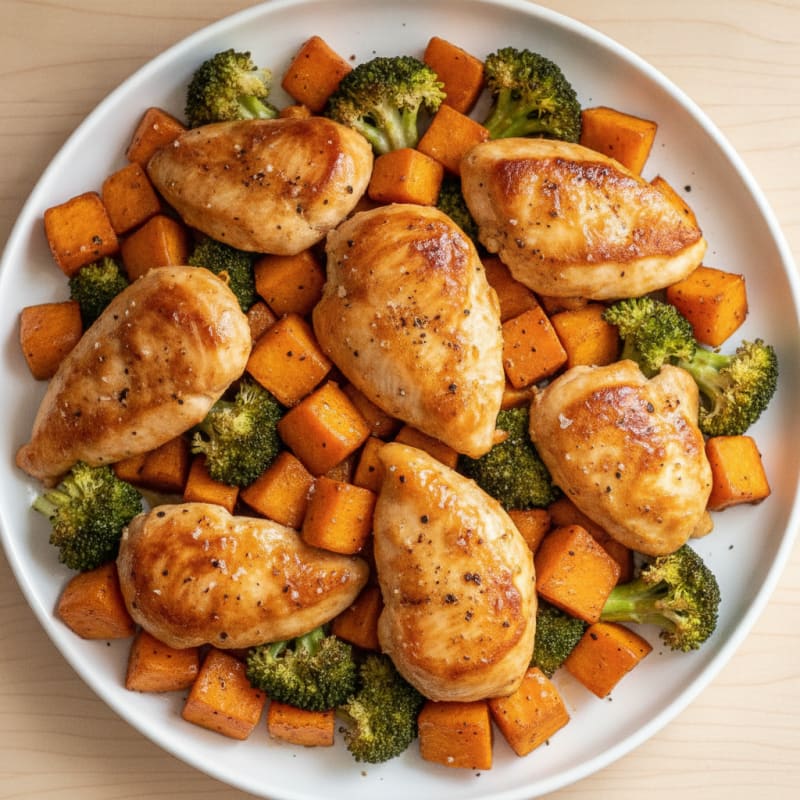 Sheet Pan Honey-Garlic Chicken and Sweet Potatoes