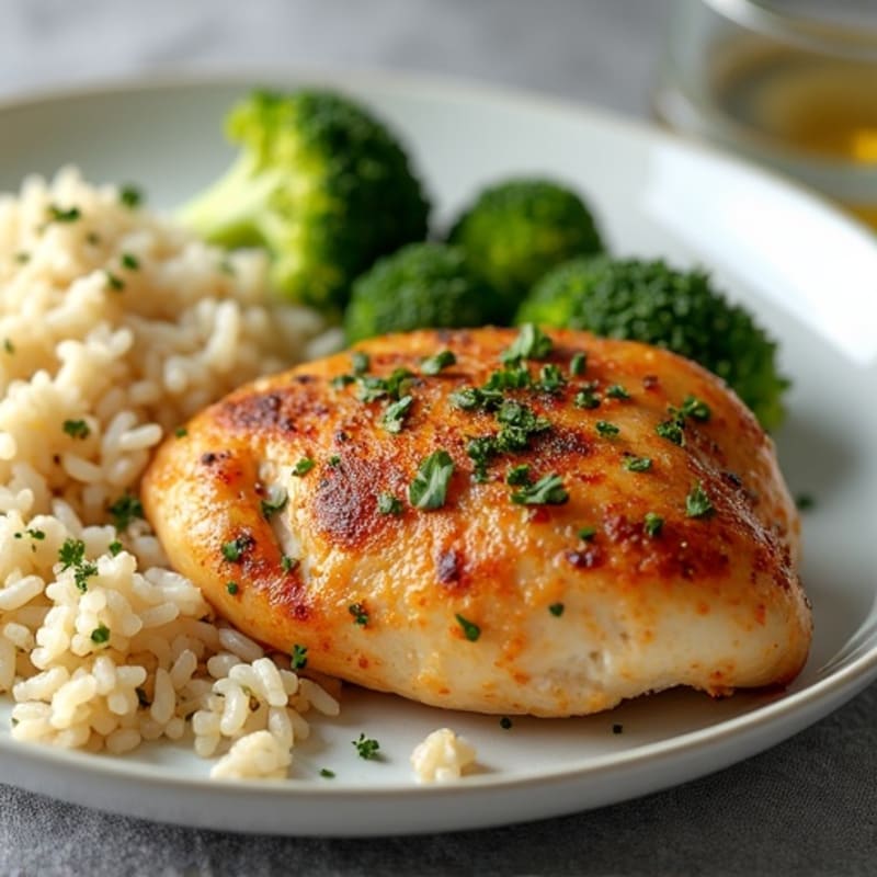 Herb Roasted Chicken with Fluffy Brown Rice