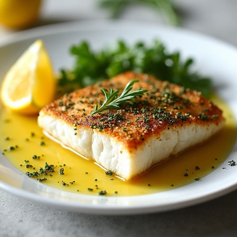 Herb-Crusted Pan Seared Snapper with Lemon Butter Sauce