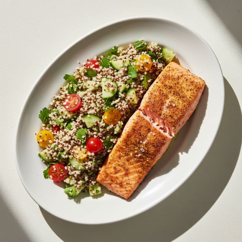 Crispy Air-Fried Salmon with Zesty Quinoa Salad